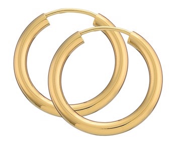 BNH Dame blanke 14 kt rødguld Øre creoler, Ø 20 mm x 2,5 mm